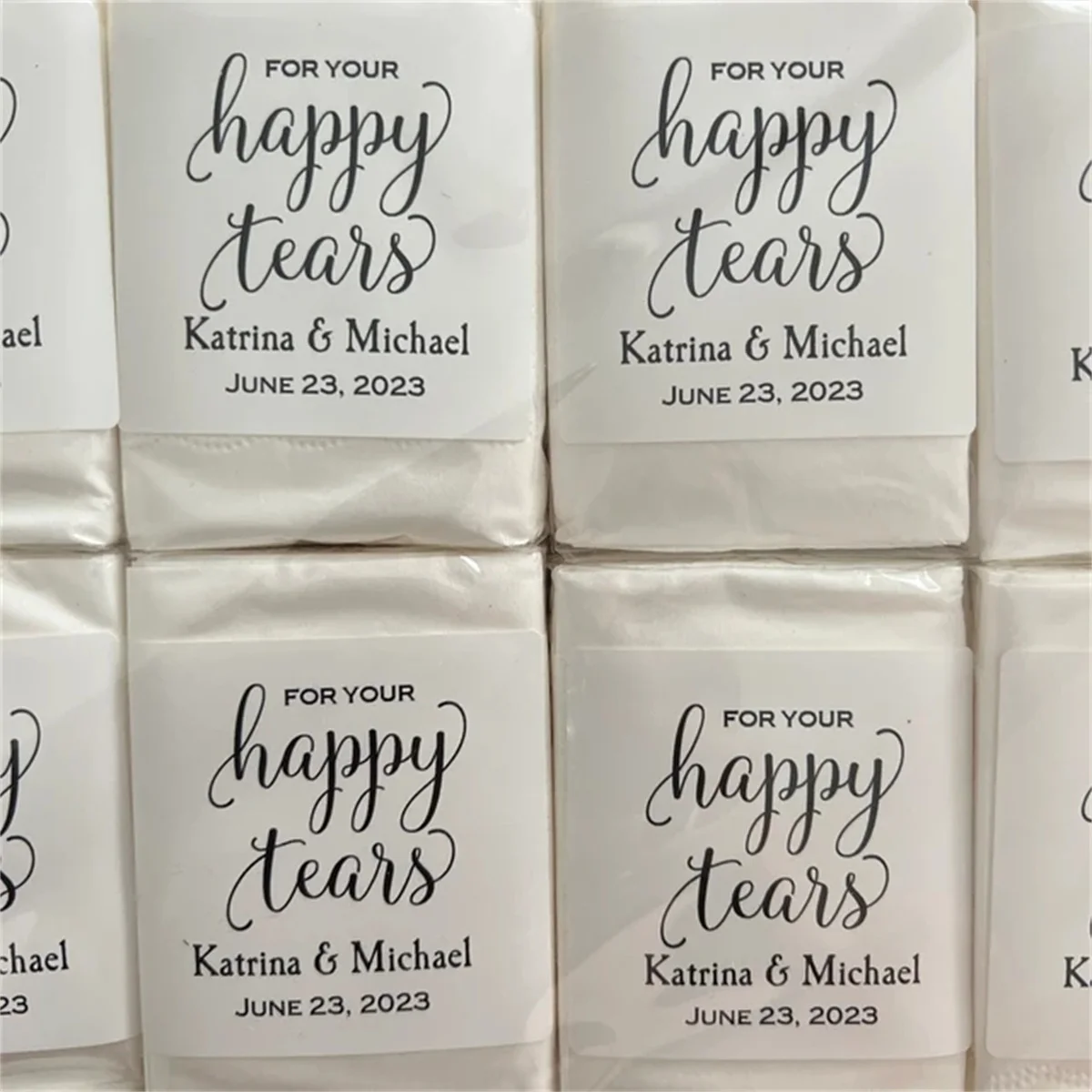 For your happy tears, Wedding tissues, Personalized wedding tissues, personalized wedding favors, Personalized tissues
