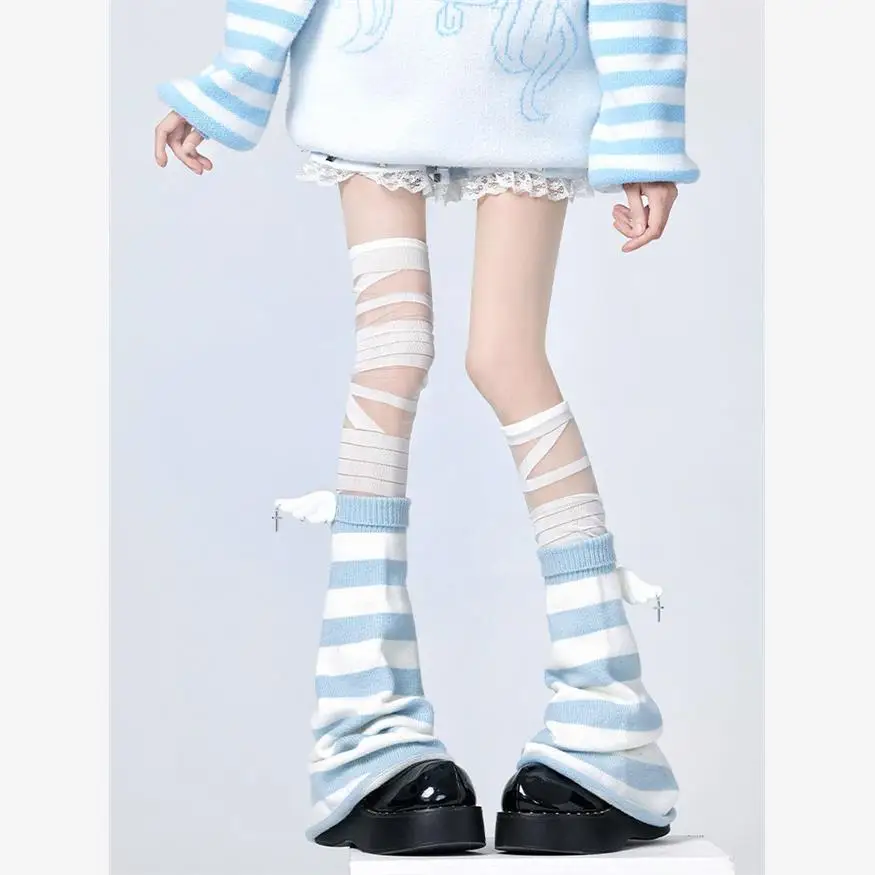 

Оригинальные леггинсы Y2K Punk Abi Sle Cute белые с синими полосками, акварельные, с принтом ангела, тай-дай, женские, для спорта и активного отдыха