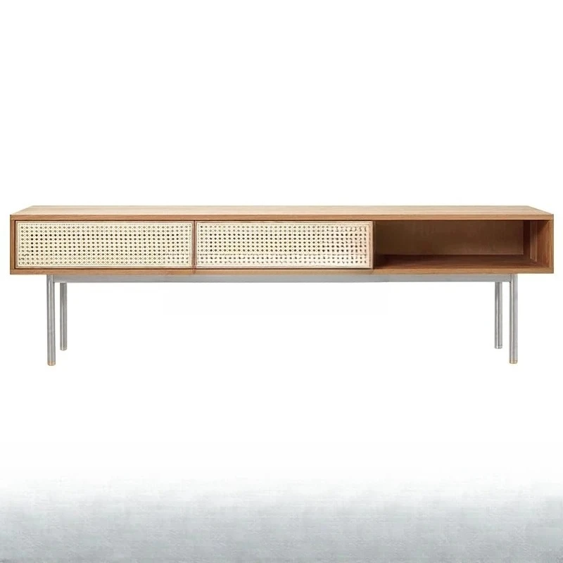 FG rattan coffee table solid wood TV cabinet living room new simple modern bedroom wall cabinet narrow