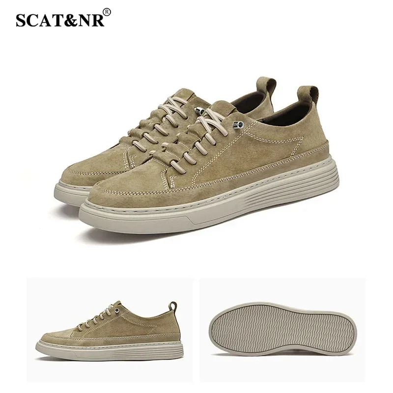 2024 European new shoes for men genuine leather casual shoes flat skateboard shoes street fashion sneaker 38-46 wedding