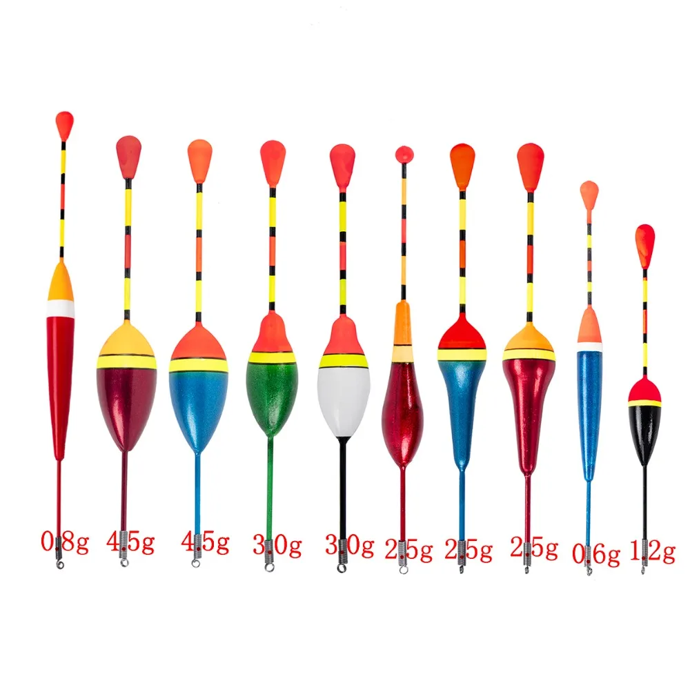 

10pcs Colorful Floats Set Buoy Bobber Stick Fishing Accessories 4.5/3/2.5/1.2/0.8/0.6g Carp Fishing Fishing Float Buoy Bobber