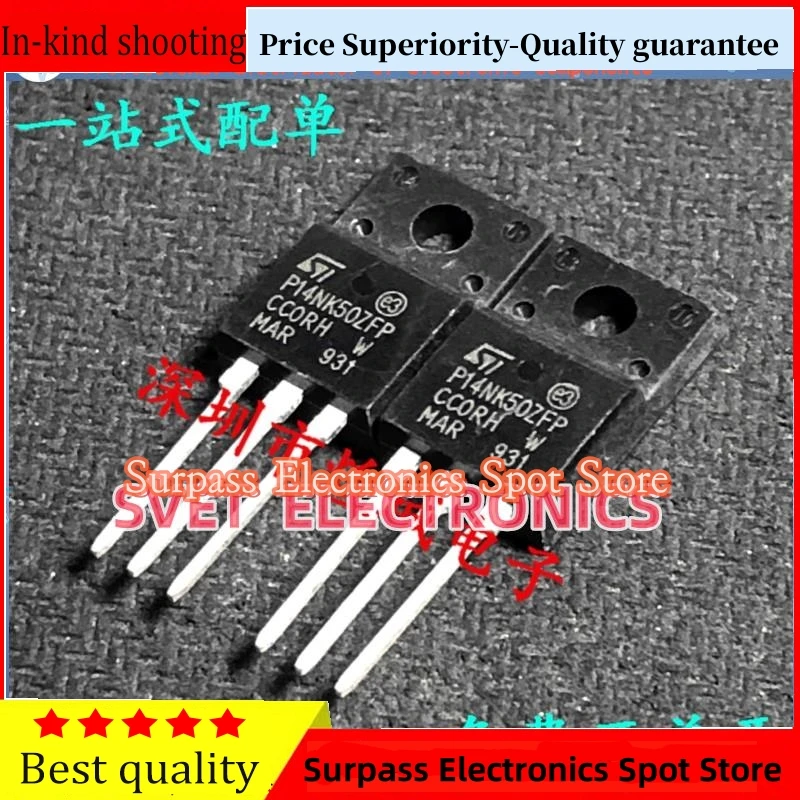 10PCS-50PCS  STP14NK50ZFP P14NK50ZFP  TO-220F   Original  Fast shipping