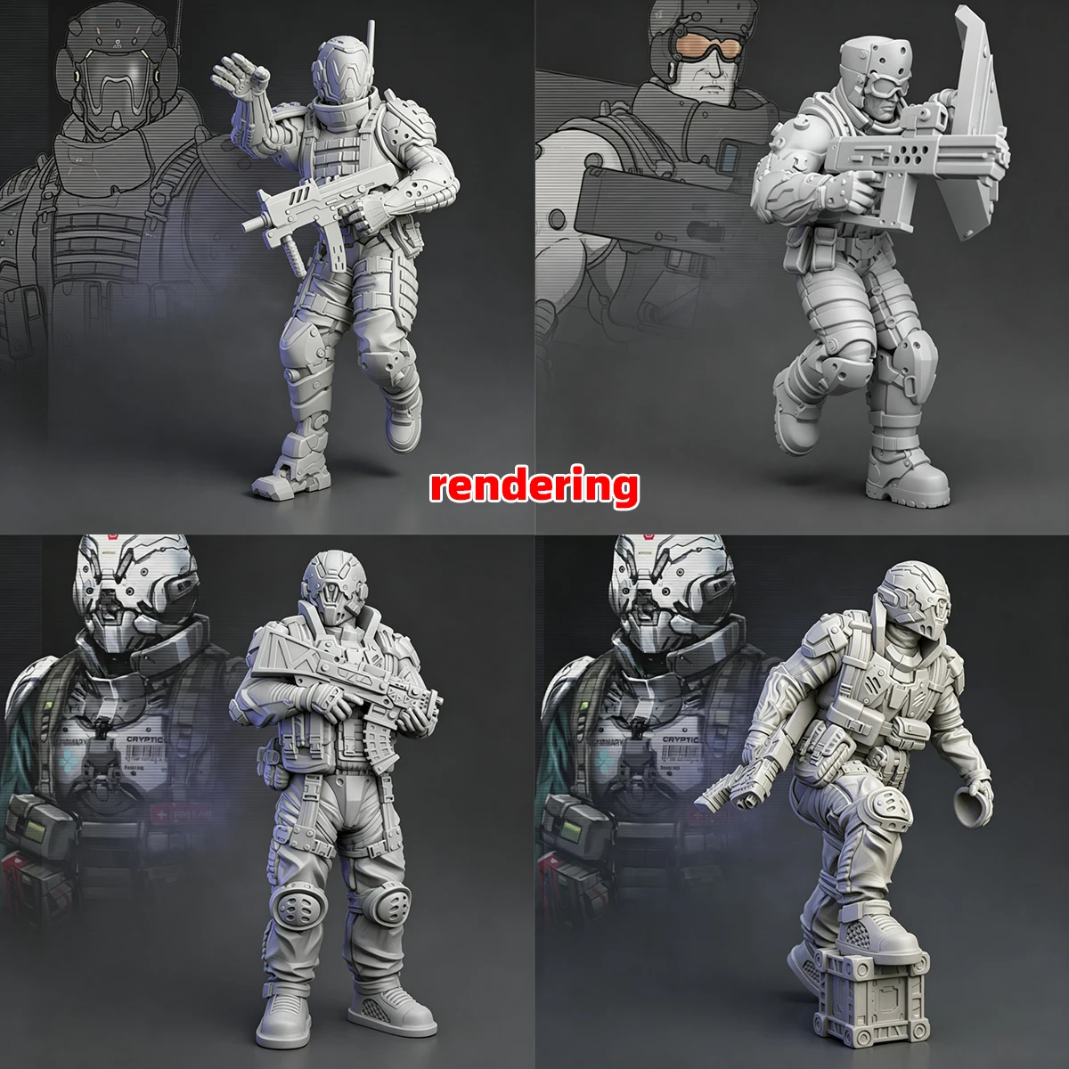 1/35/48 1/60 1/72 1/100 1/144 Modellbausatz 3D Harz Miniatur-Soldatenfiguren Diorama Unbemalt Cyberpunk Taktisches Team DIY – Detail 8