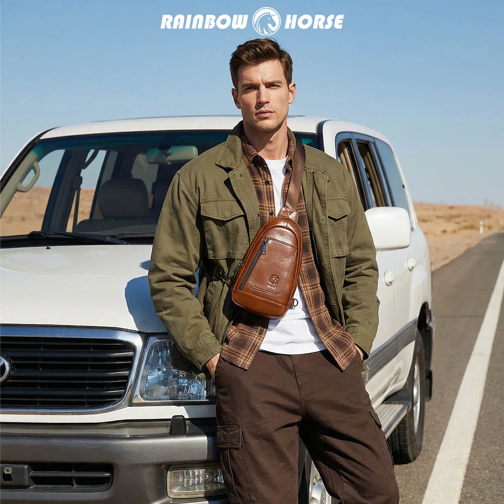 

Vintage Casual Unisex First Leather Chest Bag Multifunctional Trendy Chest Bag Riding Outdoor Travel Daily Multi-purpose High-Qu