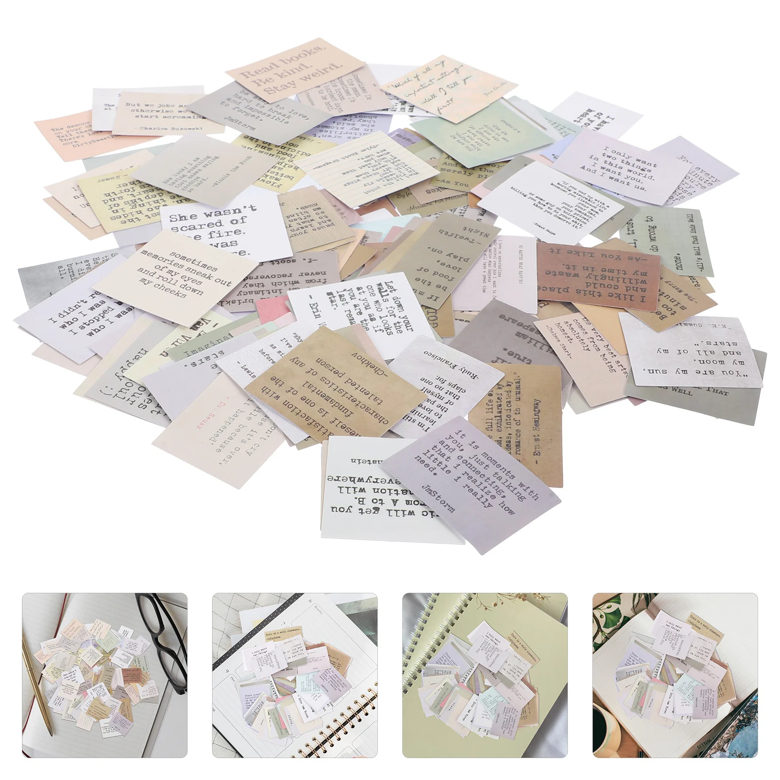 

120 Pcs Refrigerator Retro Decor Vintage Book Stickers Words Journaling Supplies