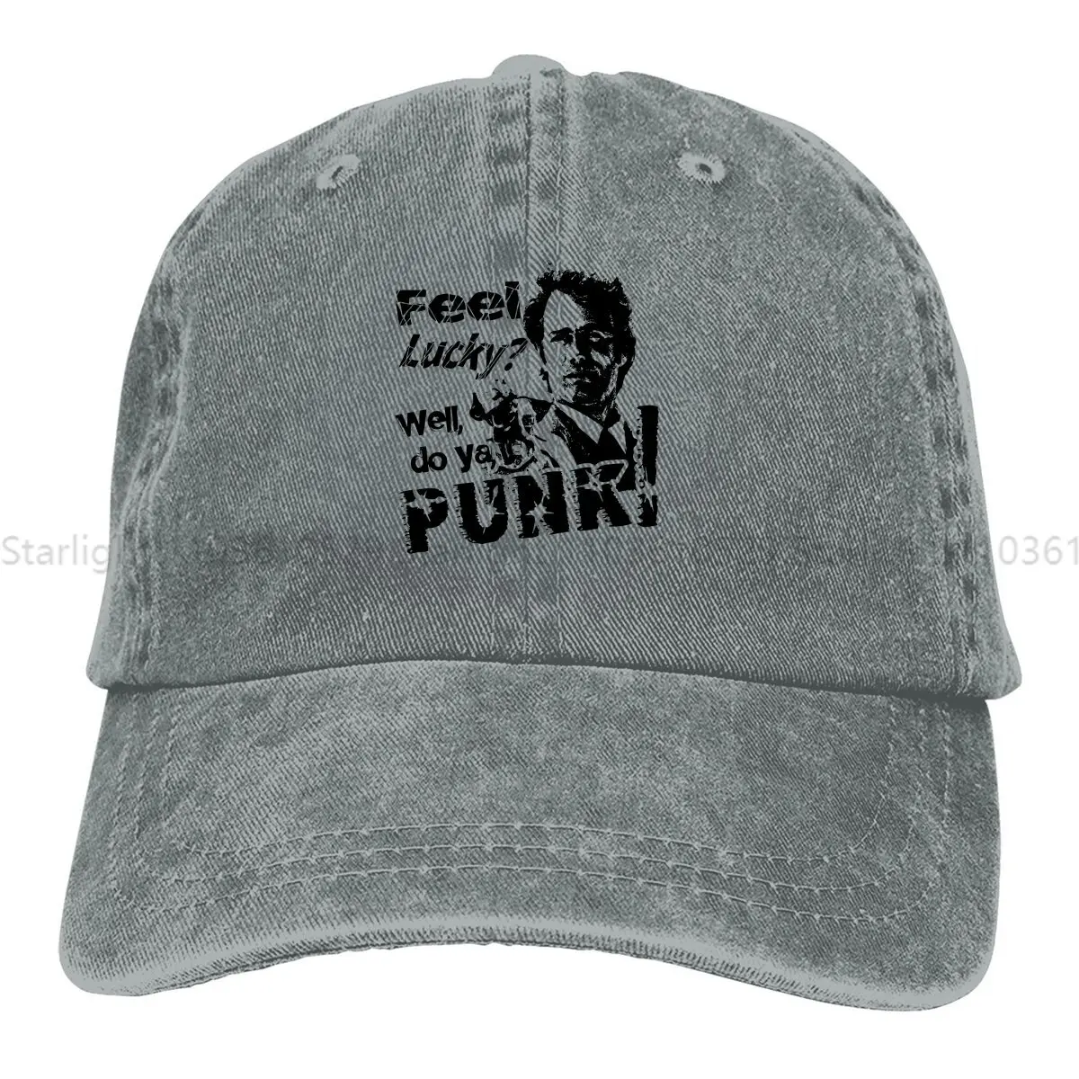 

Washed Men's Baseball Cap Feel Lucky Do Ya Punk Trucker Snapback Cowboy Caps Dad Hat Dirty Harry Golf Hats