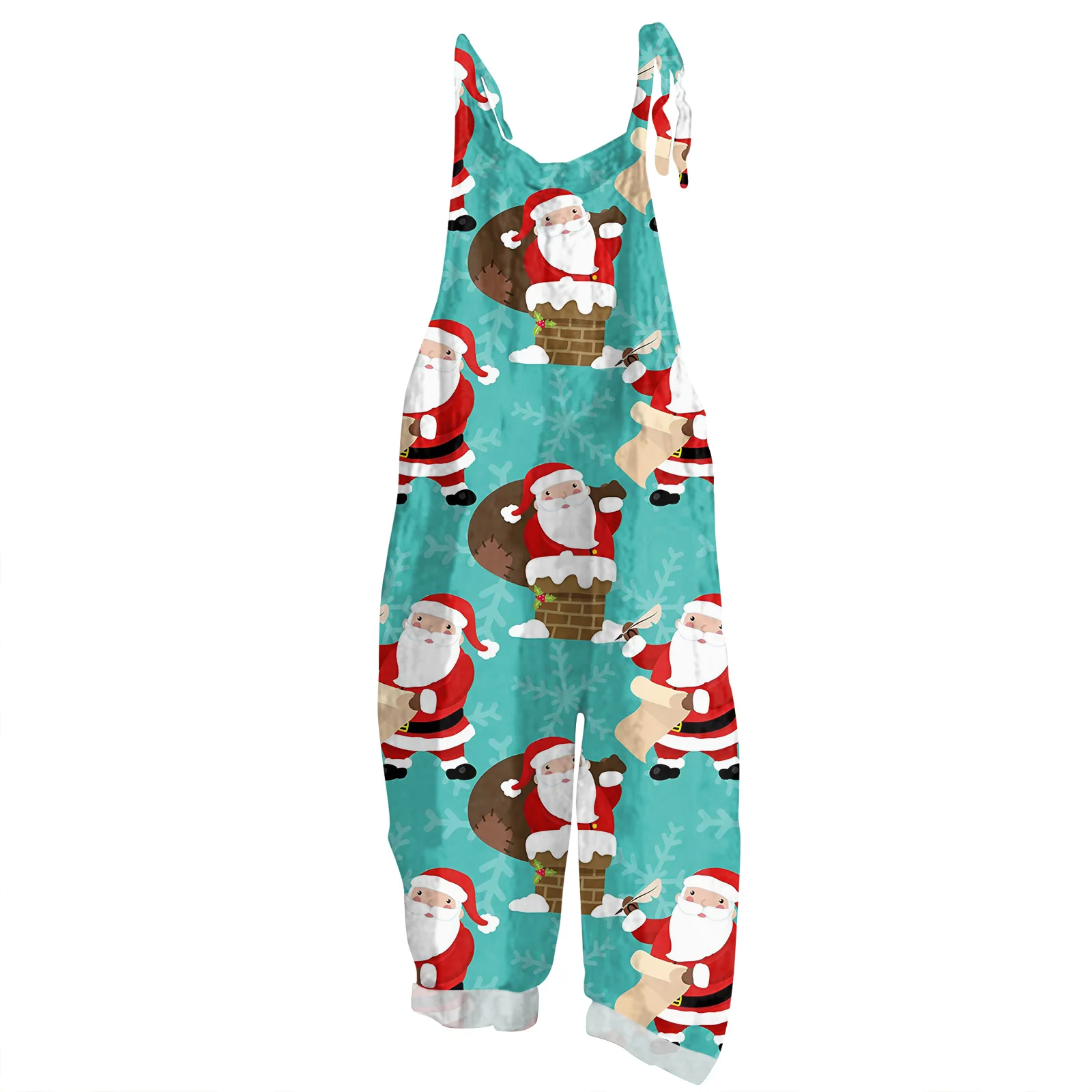 

Успокаивающий свободный комбинезон с рождественским принтом, удобный очаровательный комбинезон в мультяшном стиле, праздничное платье с принтом Санта-Клауса, одежда