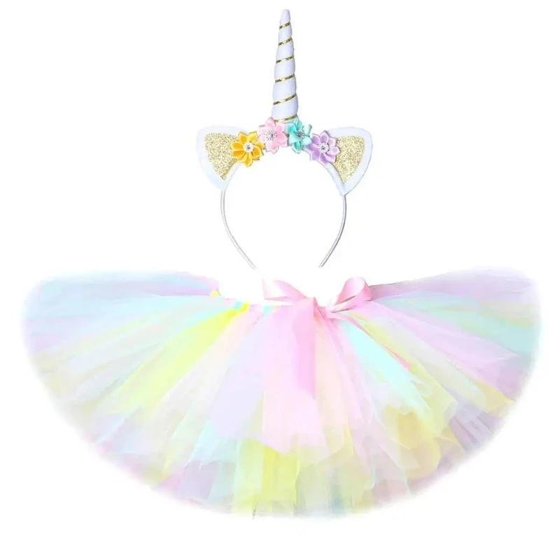 

Pastel Unicorn Tutu Skirt for Baby Girls Toddler Outfits Dance Tutus Kids Tulle Skirts for Birthday New Year Costume 3M-14 Years