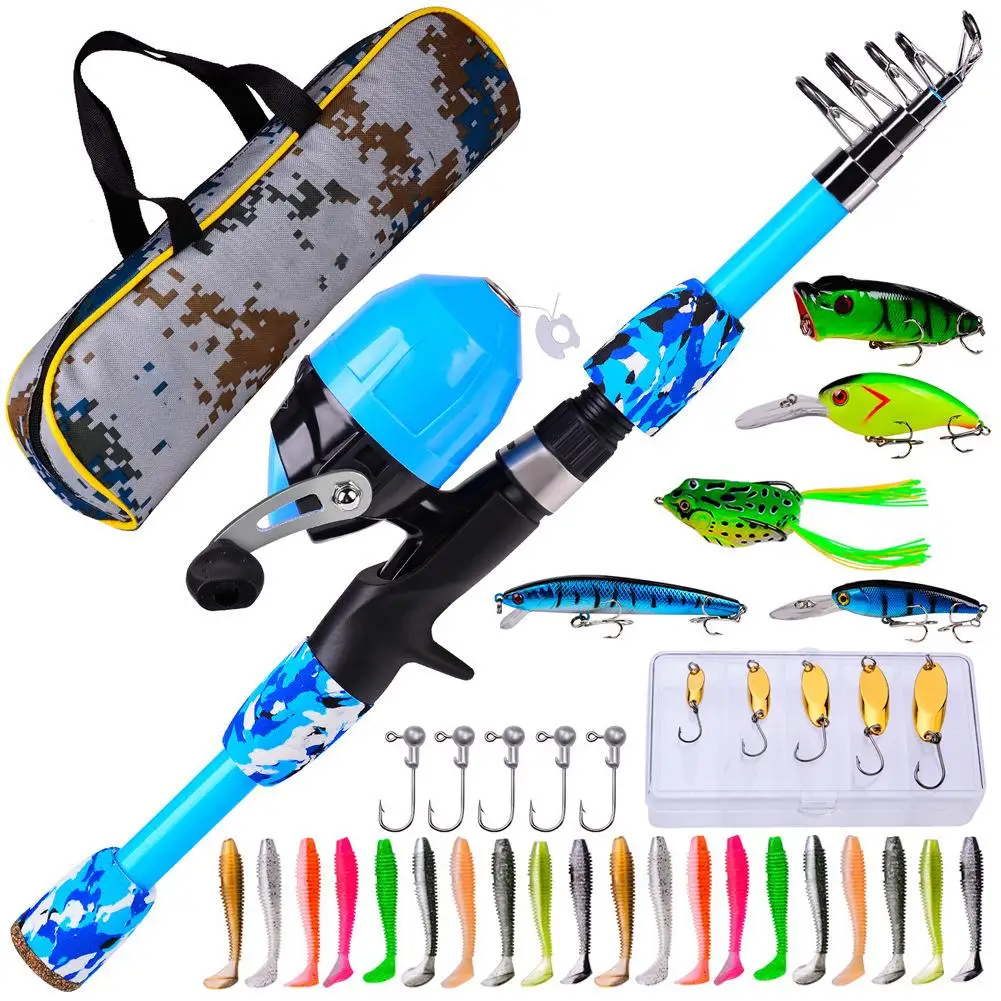 

Kids Fishing Pole Set Portable Telescopic Fishing Rod Reel Combos With Carry Bag Full Kits For Beginner Youth Girls Boys