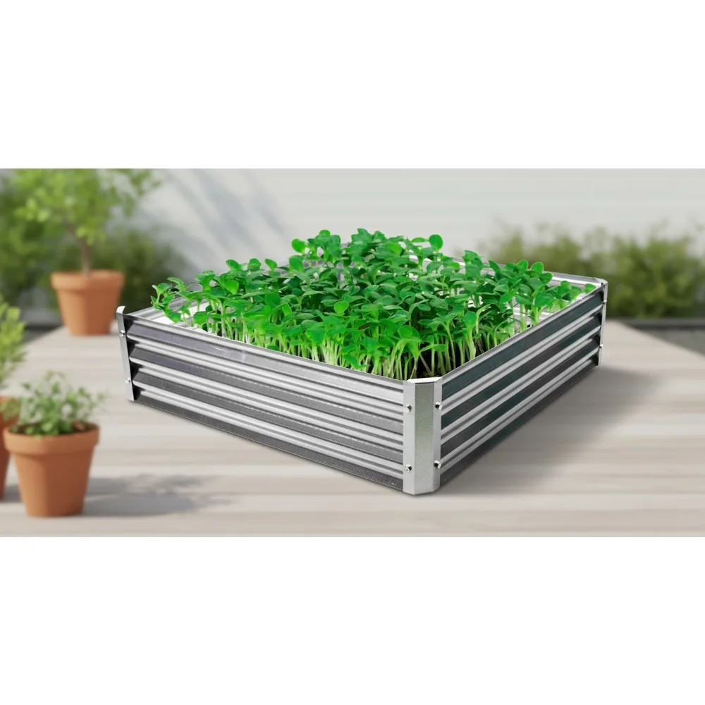 

Large Metal Raised Garden Bed 40x40x10.5in Steel Planter Box Kit for Vegetables Flowers Herbs Easy Assembly