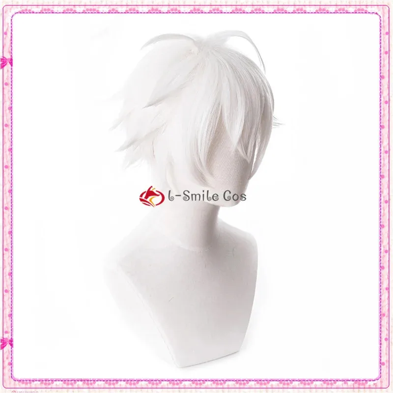 2025 yiyiAohitsugi Samatoki DRB HypnosisMic 코스프레 애니메이션 짧은 흰색 머리 내열 가발 + 가발 모자