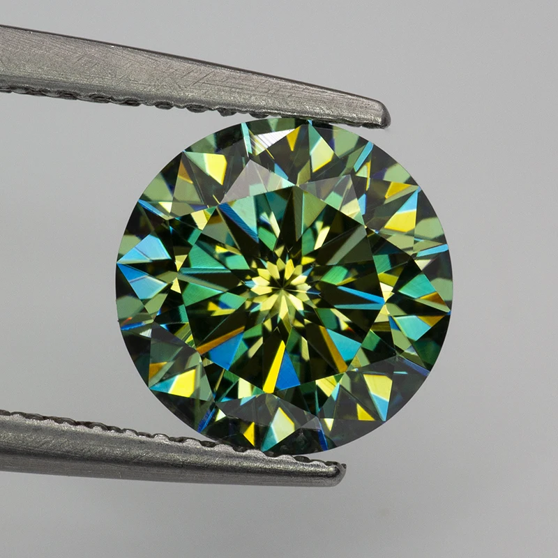 Never Fade Green Moissanite Loose Stone Plum Blossom Cut 0.5-5.0ct  GRA Certified Moissanita Diamonds Pass Diamond Tester