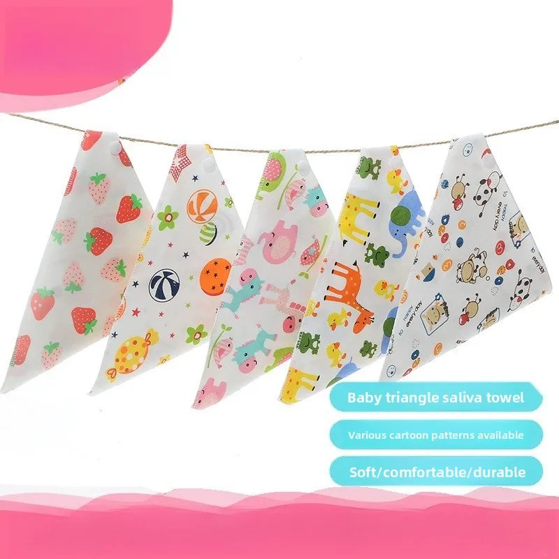 

Baby cotton triangle towel baby cartoon bib bib maternal and infant products double-layer baby saliva towel