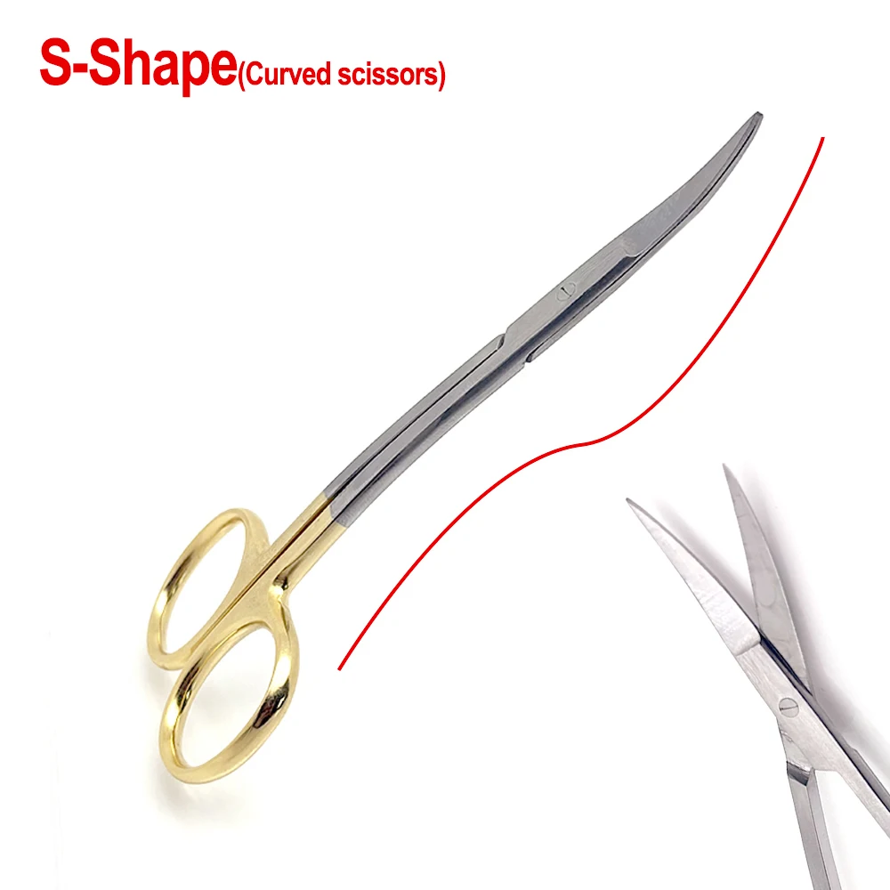 High Precision Stainless Steel S Type Dental Surgical Scissors for Ophthalmic Medical Dissection and Fine Tissue Cutting