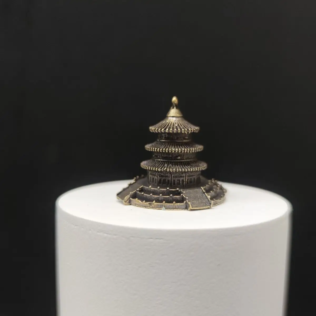 0.9"Brass Temple of Heaven Forbidden City Bonsai Micro Landscape Architecture