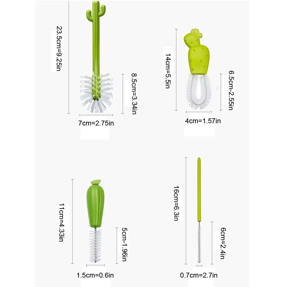 Cactus Bottle Brush, Straw Brush, Multi-functional Cleaning Brush Set, Baby Pacifier Brush, Full Angle Cleaning Gap Brush