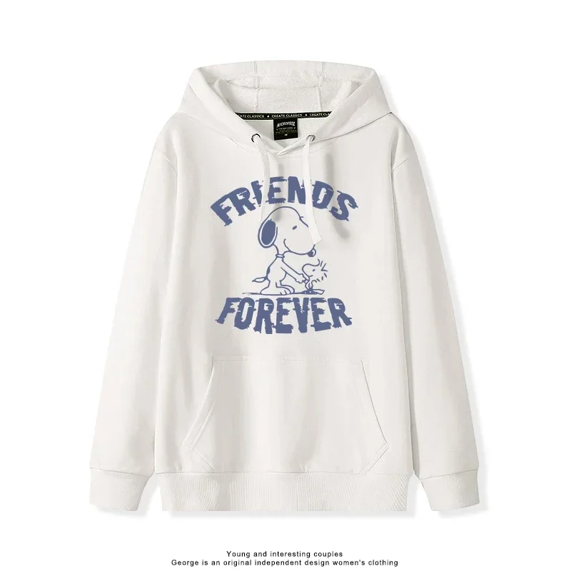 가을 신상 스누피 핸드쉐이크 프린트 후드 스웨터 커플룩 인스 트렌디 탑 남녀공용 귀여운 프린팅 다용도 한국 스타일