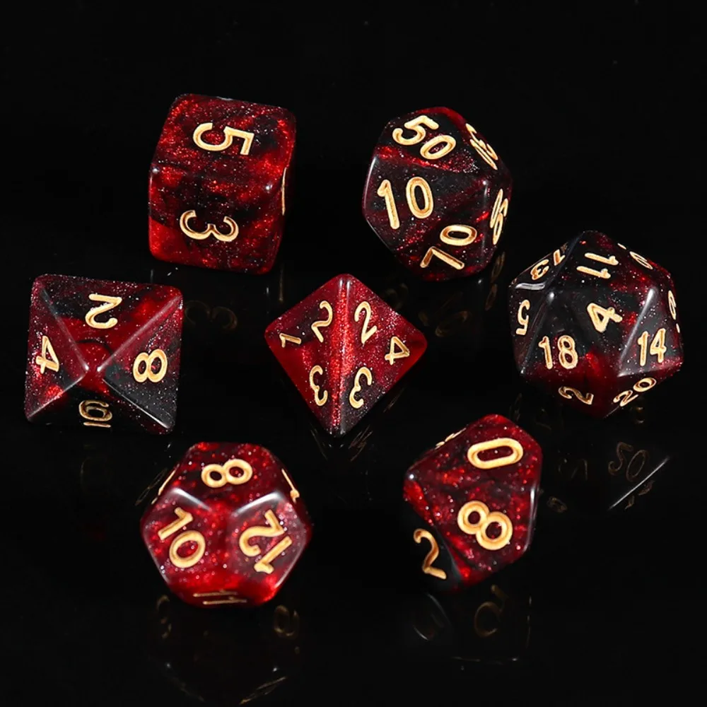 7PCS/Set Double-Colors Pearlescent Dice Digital Polyhedral Acrylic Dice Pearlized Glitter Mixed Color Dice Board Game