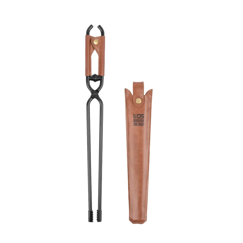 Outdoor Fire Poker Tool by ShineTrip Made from Strong Carbon Steel with Convenient Leather Case for Campfire Use