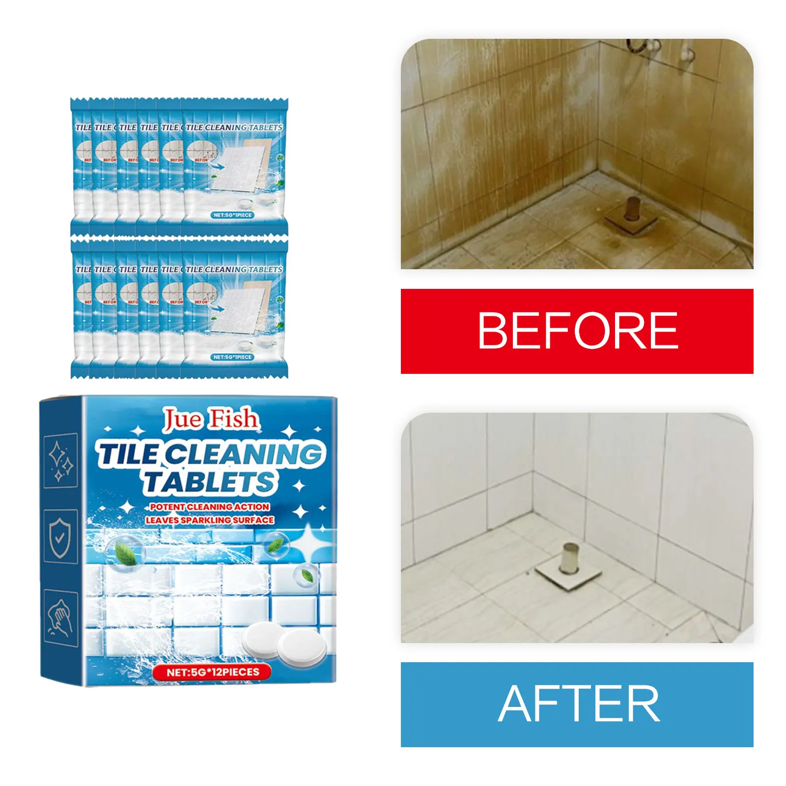 Tile Cleaning Tablets Ceramic Oil Dirt Cleaning Tile Floor Brightening Toilet Descaling Wall Cleaner Floor Polishing Solution