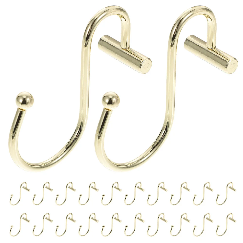 

24Pcs Shower Curtain Hooks Metal Decorative Rust-Resistant Rod Hangers Bathroom Curtain Clips for Bedroom Window