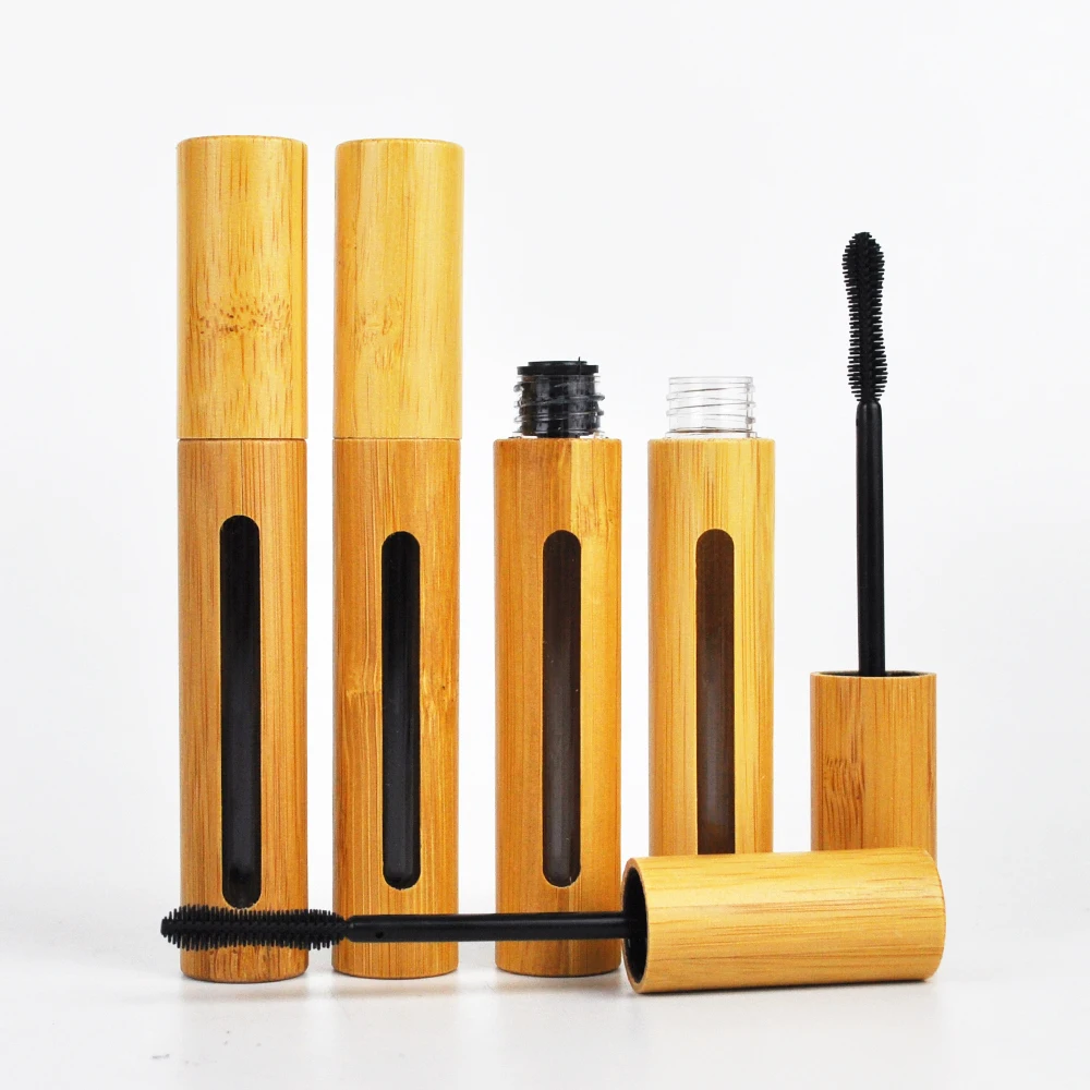 5ml Empty Black & Bamboo Mascara Tube Eyelash Cream Container with Bamboo Lid  for Cosmetic Packaging Eyelash Vial Liquid Bottle