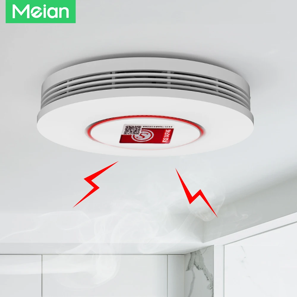 Meian Tuya Zigbee Smoke Sensor Fire Protection 85db Smoke Detector Fire Alarm Home Security System Firefighter Smart Life APP