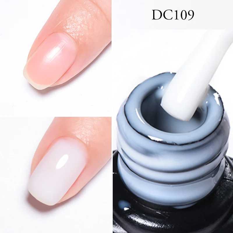 7ml Milky White Jelly Rubber Base Gel Nail Polish Nude Pink Long-Lasting Soak Off UV LED Gel Polish for Nail Art Manicure Vernis