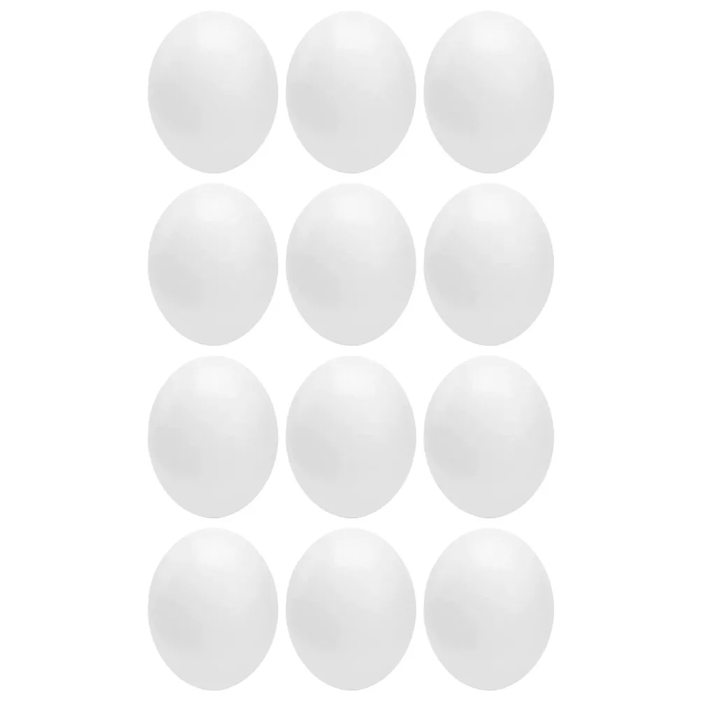 

12pcs Simulated Bird Eggs Smooth Round Plastic Shell Wear Resistant Fade Free Multi Function Egg Props For Diy Graffiti Festival