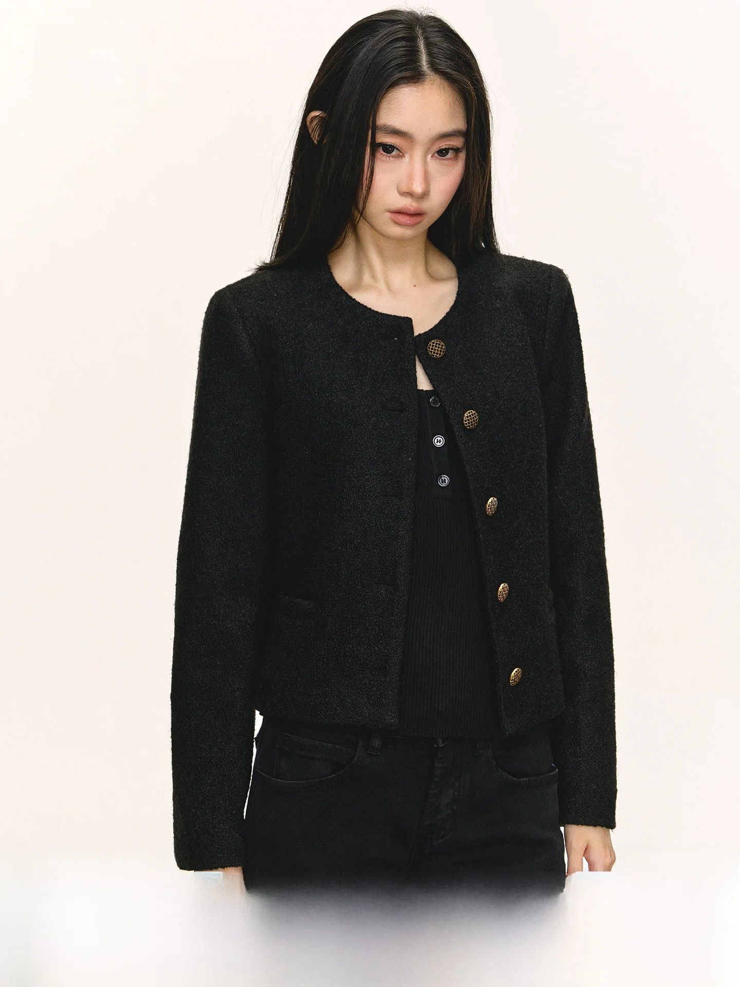 

Anna Aneae Woolen Jaet Women's ort Sle Ele Ladylike Spring Autumn Faionable Casual Windproof Warm Top