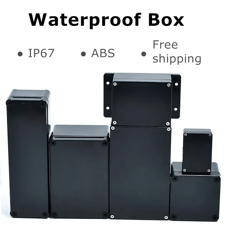 Black Color Outdoor Waterproof IP66 Case ABS Plastic Box Electronic Project Case Instrument Housing Juction Box Various Size
