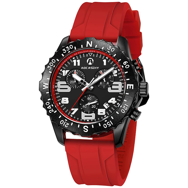 Reloj deportivo de resistencia para hombre, cronógrafo de pulsera informal, luminoso, resistente al agua, de cuarzo militar