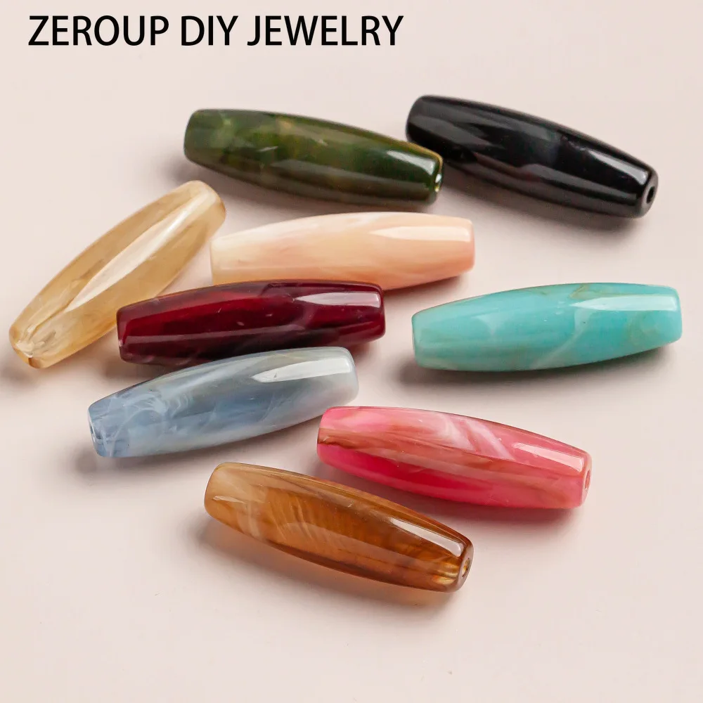 Resin two-color smudge long olive large hole beads DIY bracelet woven bag accessories10PCS