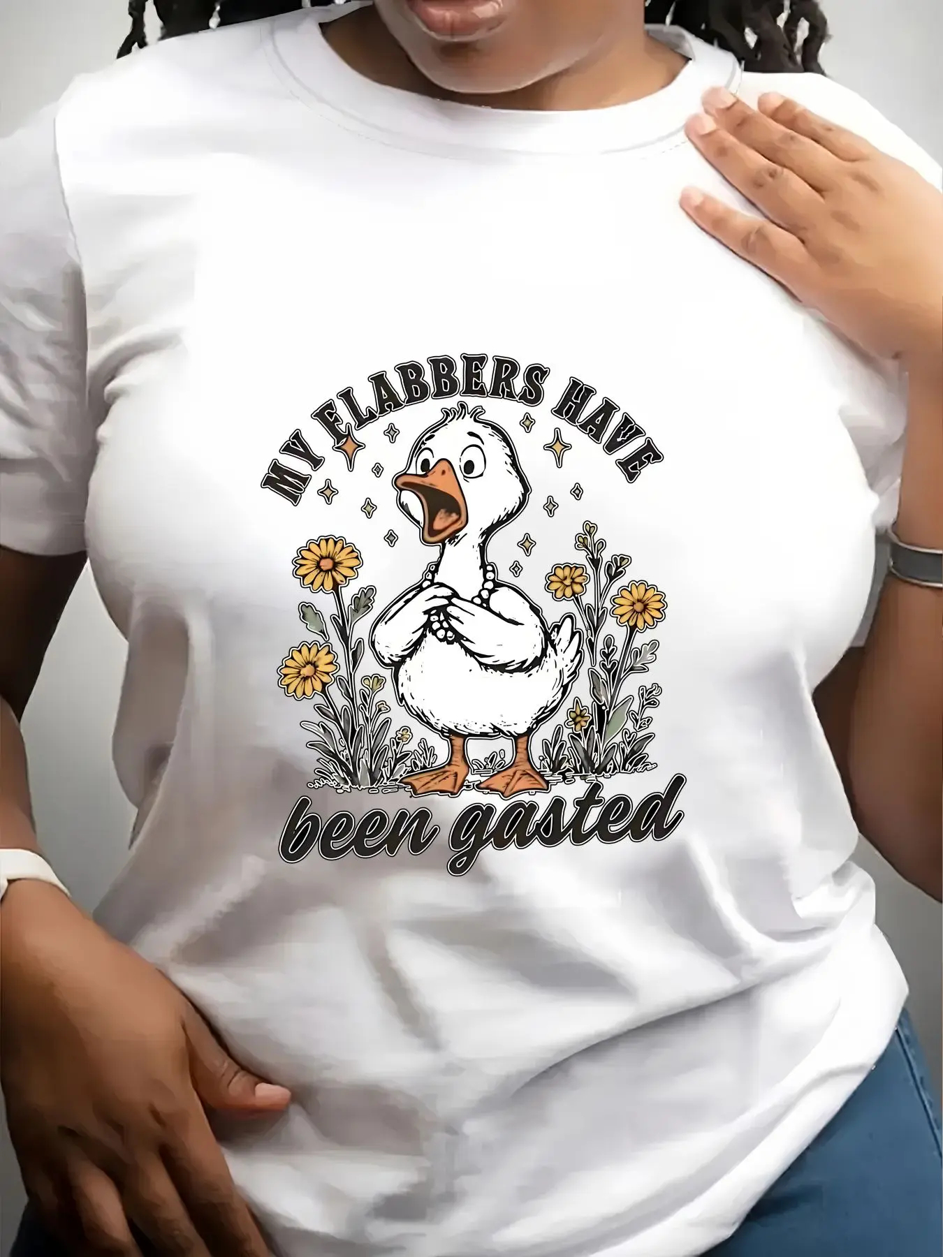 Women's Trendy Crew Neck T-Shirt My Flabbers Have Been Gasted Suitable for Casual Sportswear