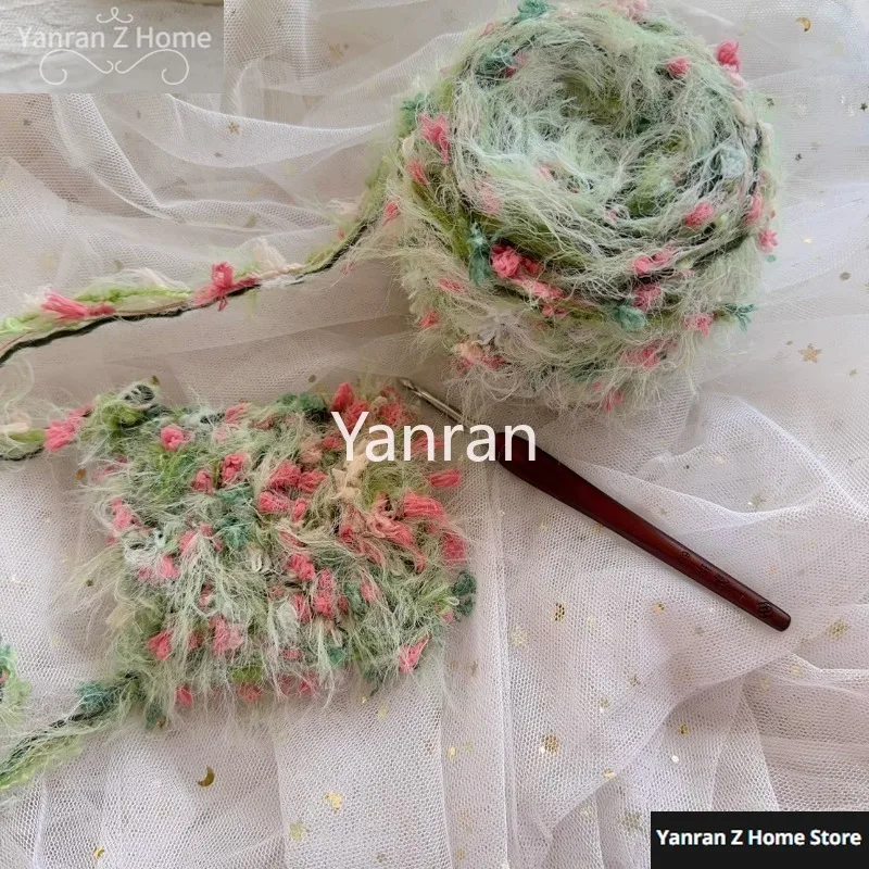 50g Garden Series Hand Mixed Knitting Yarn Green Flower Thread Handmade Crochet Stick Needle Woven Bag Hair Loop Yarn Gift Decor