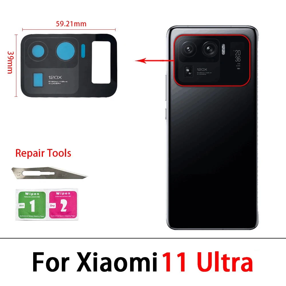 Voor Xiaomi 12 11T 10 10T 11 Lite Pro Ultra Camera Glazen Achterzijde Camera Glazen Lens Met Lijm Vervangende Reparatieonderdelen