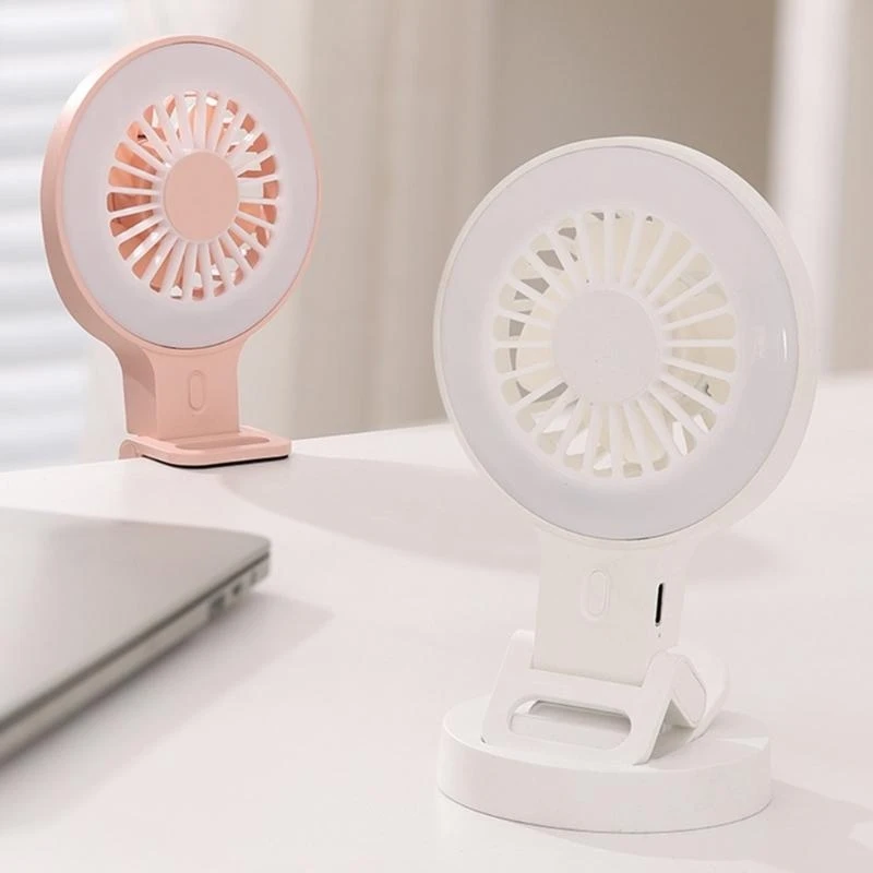 3 سرعة مروحة صغيرة مع LED LED المتكامل وسطوع الهاتف القابل للتعديل لتعزيز النشاط في الهواء الطلق والداخلي H05A