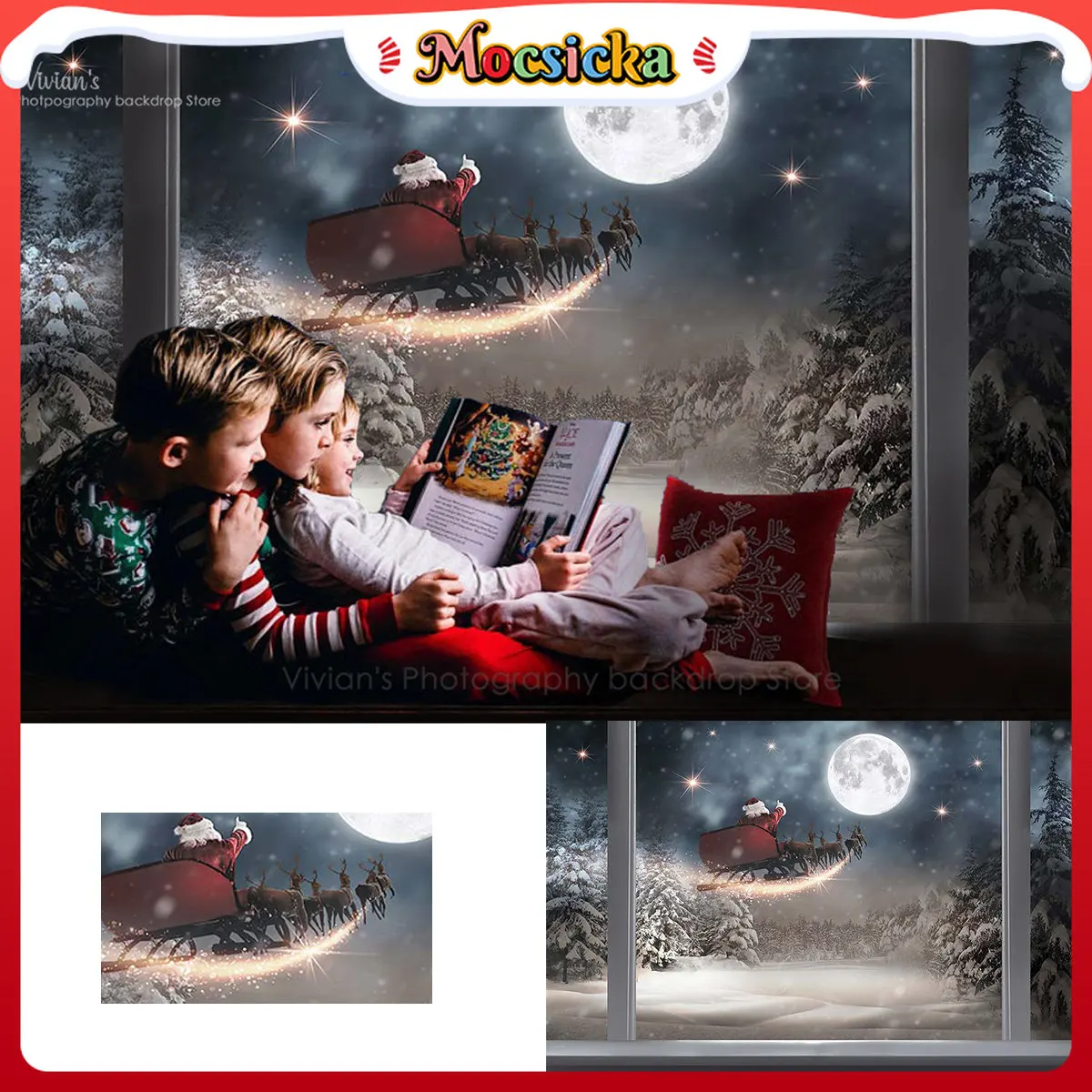 Giáng Sinh Phông Nền Trẻ Sinh Nhật Đạo Cụ Trẻ Em Mùa Đông Phông Nền Chụp Ảnh Santa Lò Sưởi Cây Trang Trí Cho Bé Photostudio