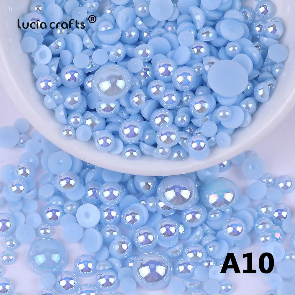 3/4/5/6/8/10/12mm AB  Half Round ABS Bead Imitation Pearl Flatback Beads For DIY Nail Craft  Decor Jewelry Making  F0104