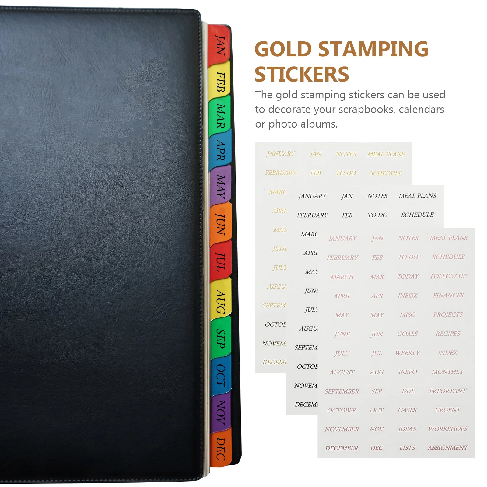 

6 Sheets Gold Stamping English Words Stickers Scrapbooking Diy Decorative Album Notebook Planner Labels Pvc Self-Adhesive Mini