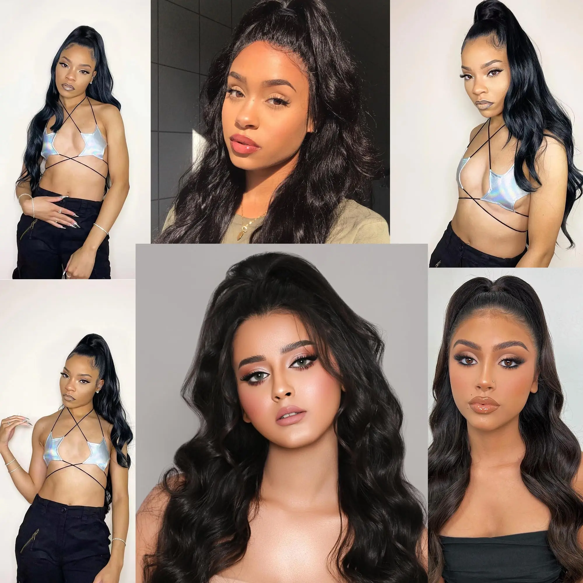 Body Wave Ponytail 8 to 32 Inches Machine Made Magic Wrap Around Clip In Ponytail Black Remy Brazilian Human Hair Extension