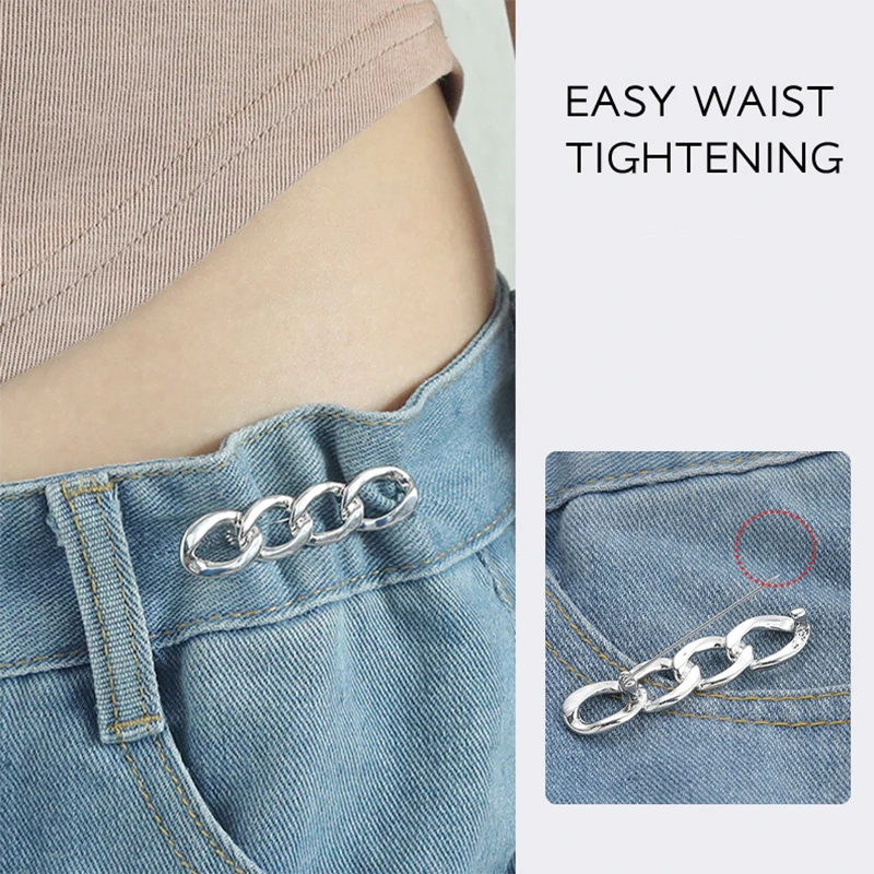 Simple Detachable Pants Clips Adjustable Waist Buckle Nail-free Metal Pins Button For Girls Jeans Waists Tightener