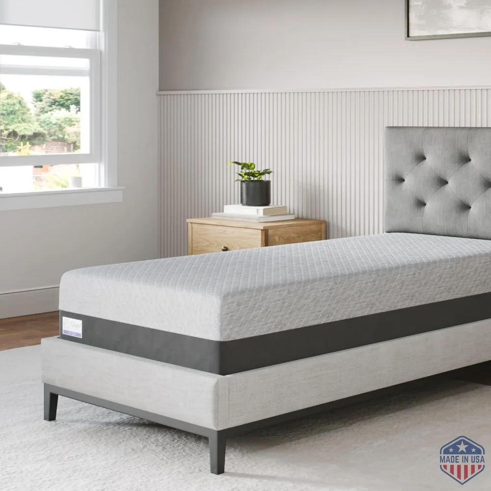 

Gel Memory Foam Mattress in a Box, Made in The USA, CertiPUR-US Bed, 8 inch Firm - Twin