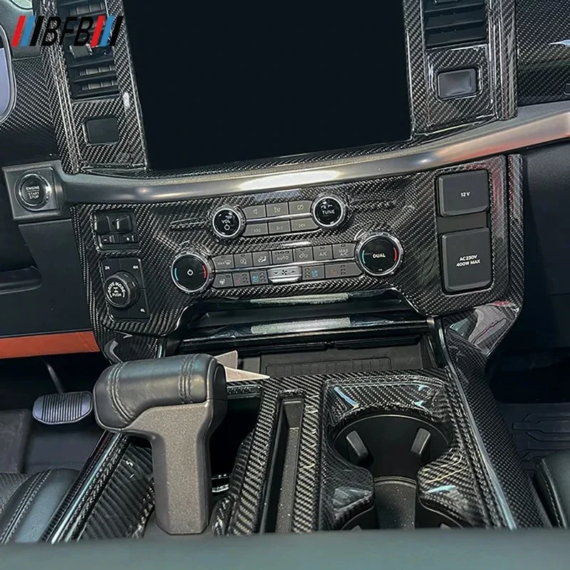 

For Ford Raptor F150 Real Dry Carbon Fiber Central Control Instrument Multimedia Button Control Panel Interior Modification
