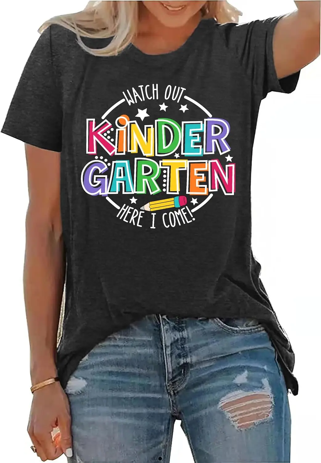 Camisas de professor de jardim de infância para mulheres professor gráfico camiseta casual inspirador presente de ensino tops