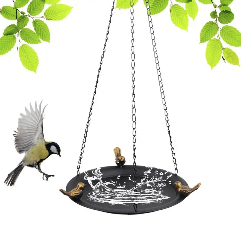 

Bird Bath Wild Bird Feeders Outdoor Birdbath Water Bowl Tray Feeding Supplies Weather Resistant Metal Yard Art Garden Decor For