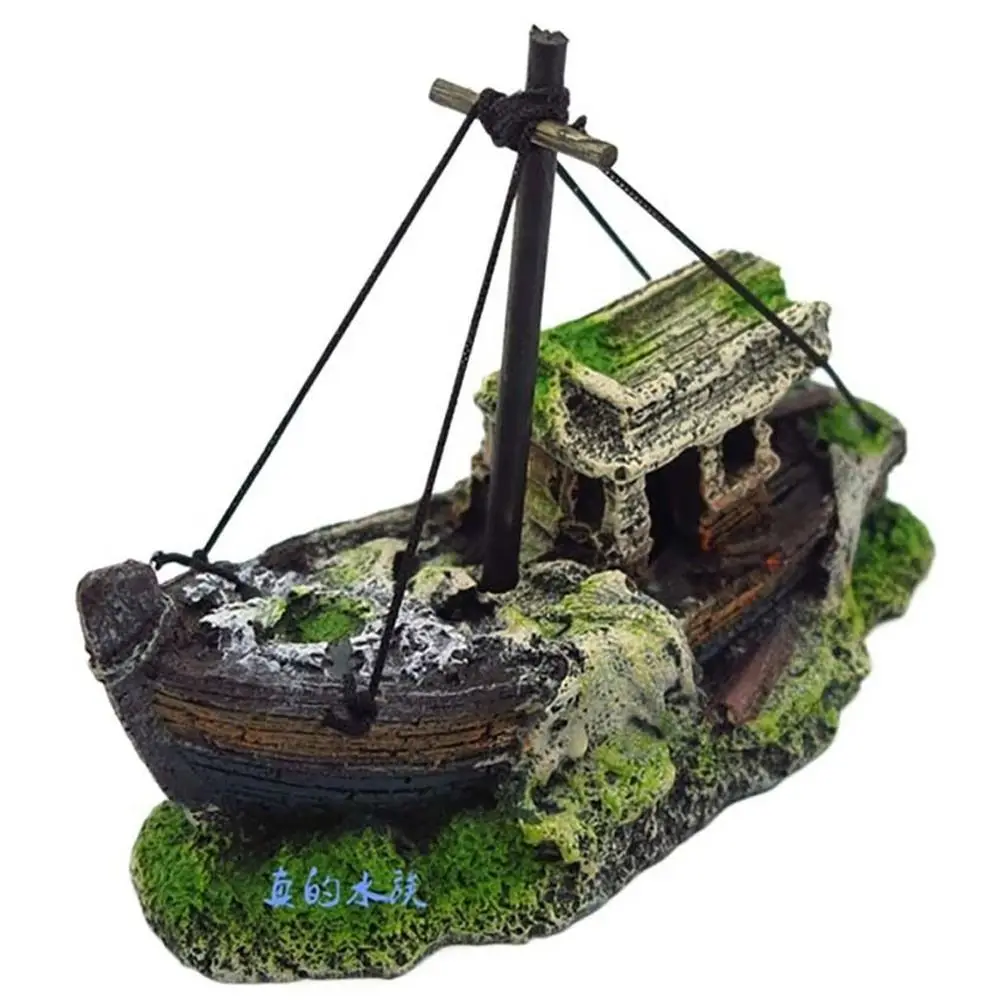 Wreck Fish Tank Decor Fish Rest Aquarium Decoration Sunken Ship Landscaping Accessories Fish Tank Landscape Submarine Ornaments