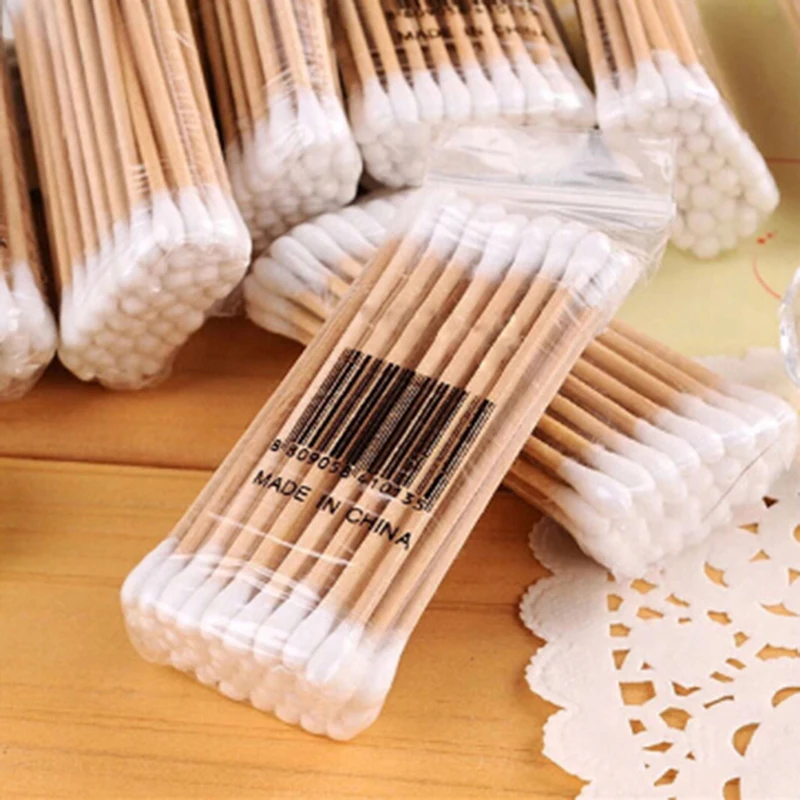 30~35pcs Makeup Cotton Swab Double Head Cotton Buds Wood Ears Cleaning Tool