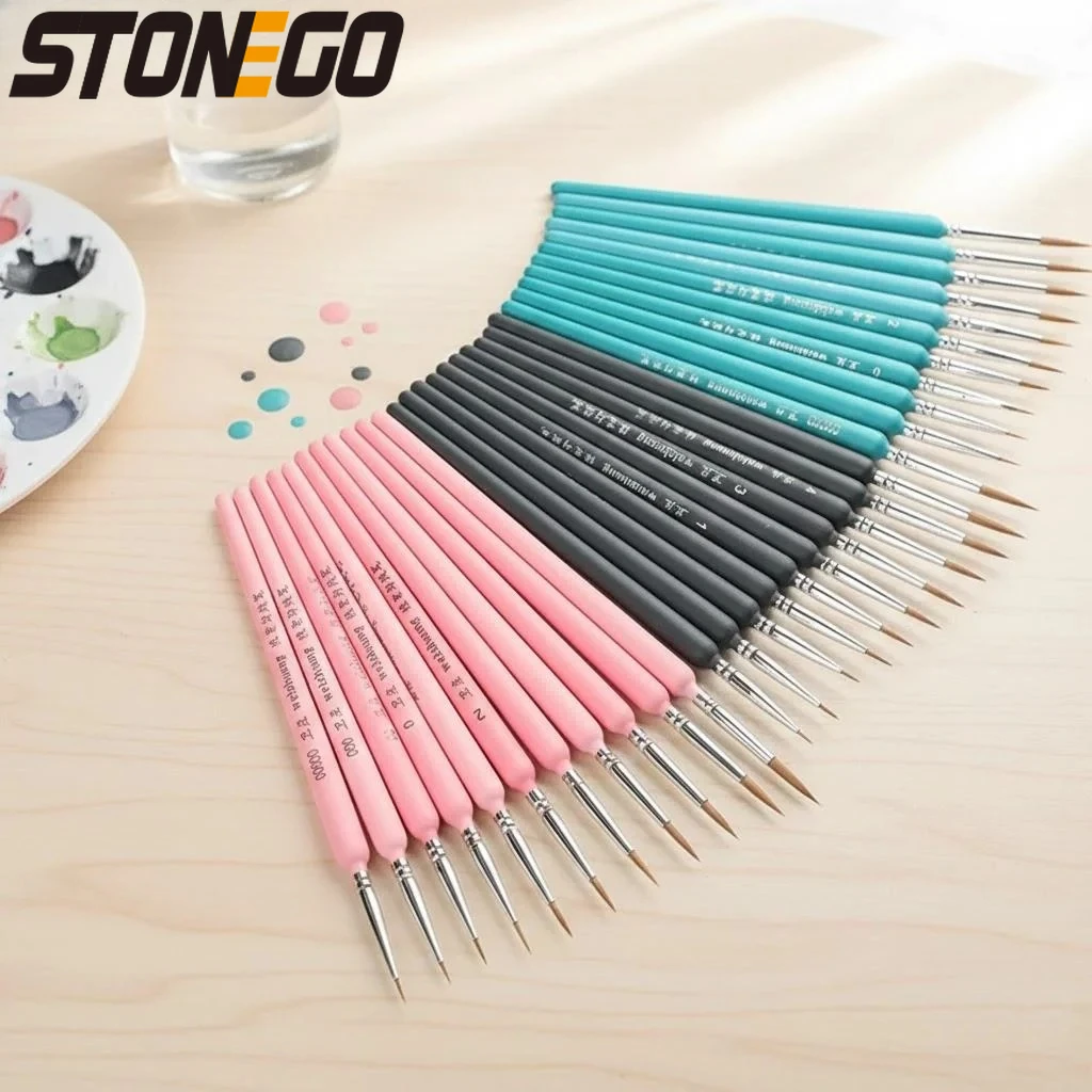 

3 11Pcs Miniature Hook Pen Watercolor Soft Hair Oil Painting Long Hair Hand Painted Brush Gouache Acrylic Art Supplies