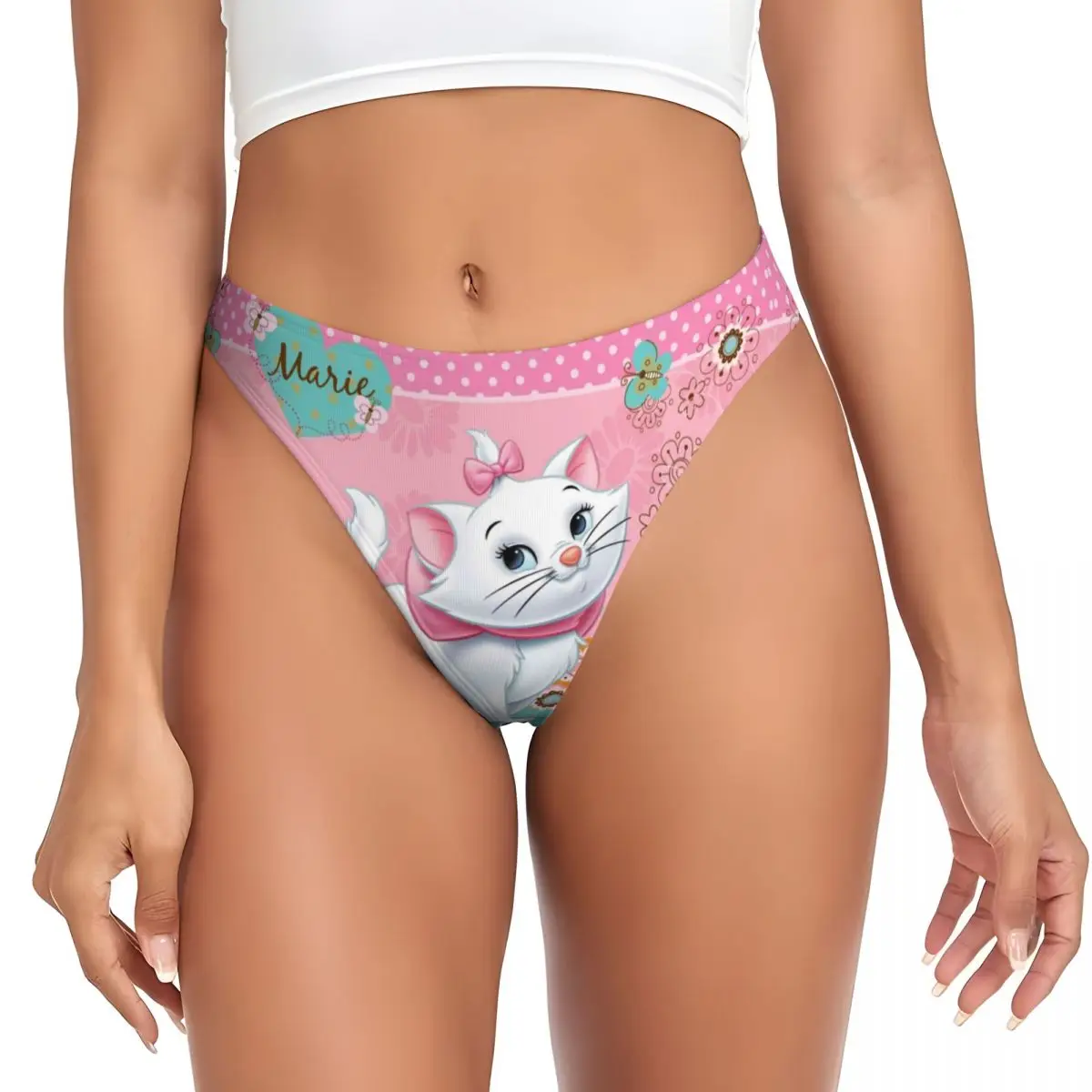 

Custom Women's The Aristocats Marie Cat G-string Thong Female Stretch Panties Underwear